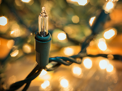 fairy lights on a christmas tree