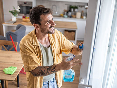 image of person cleaning