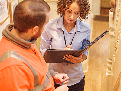 2 people inspecting a home
