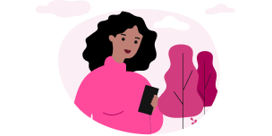 Illustration of a lady looking at her smartphone