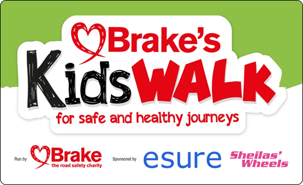 Graphic showing the Brake kids walk logo and other company partners