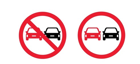 No Overtaking Vs Overtaking Allowed signs
