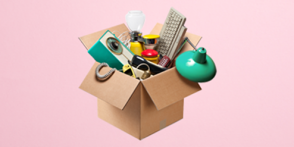 A box of home items