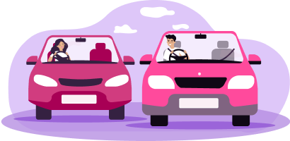 Image of two cars driving towards the viewer